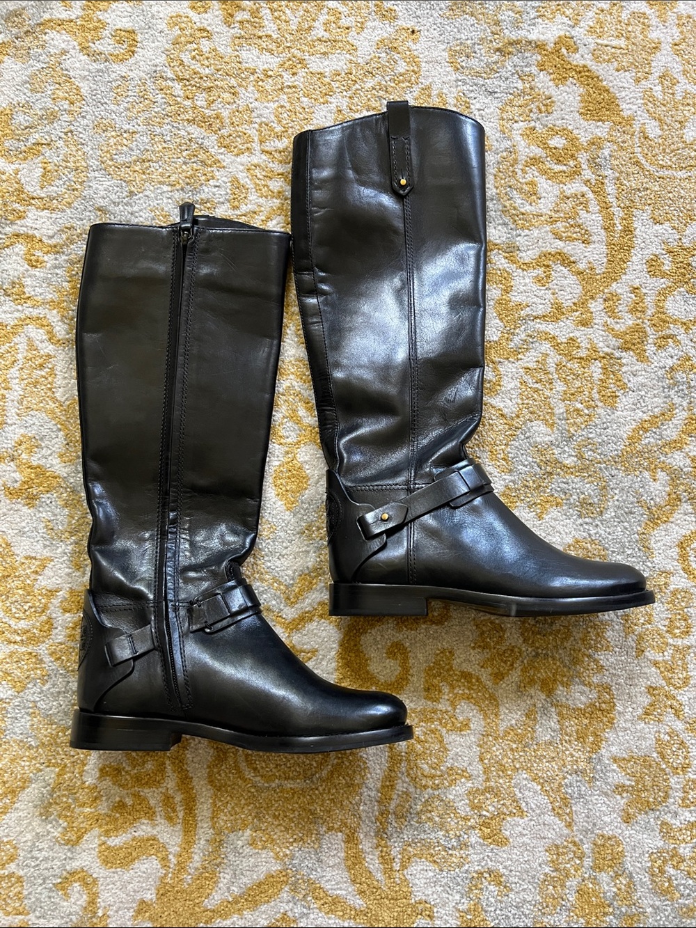 Tory Birch Classic Black Leather Knee-High Riding Boots - Women's size 5 - Picture 3 of 9